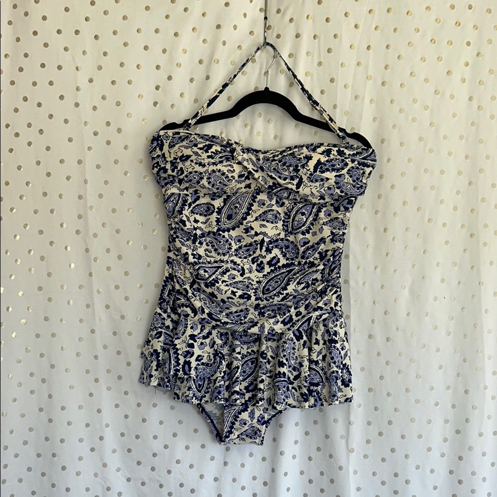 Alisha Levine Blue and White One Piece Swimsuit